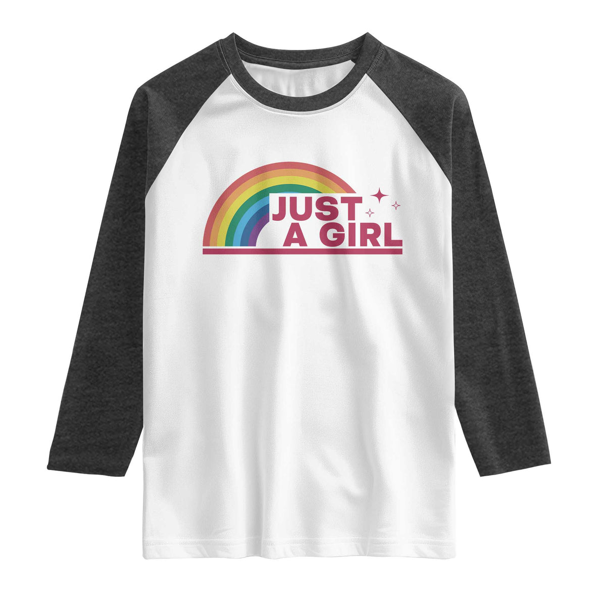 Just A Girl LGBTQ Pride Month Raglan Shirt TS14 White Heather Charcoal Print Your Wear