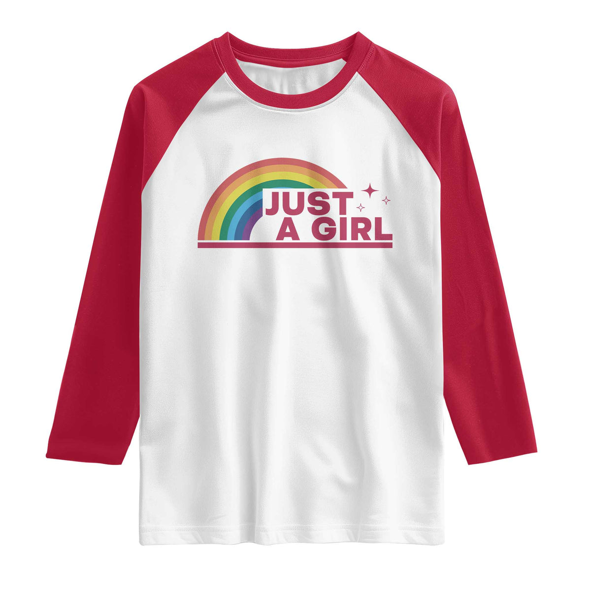 Just A Girl LGBTQ Pride Month Raglan Shirt TS14 White Red Print Your Wear