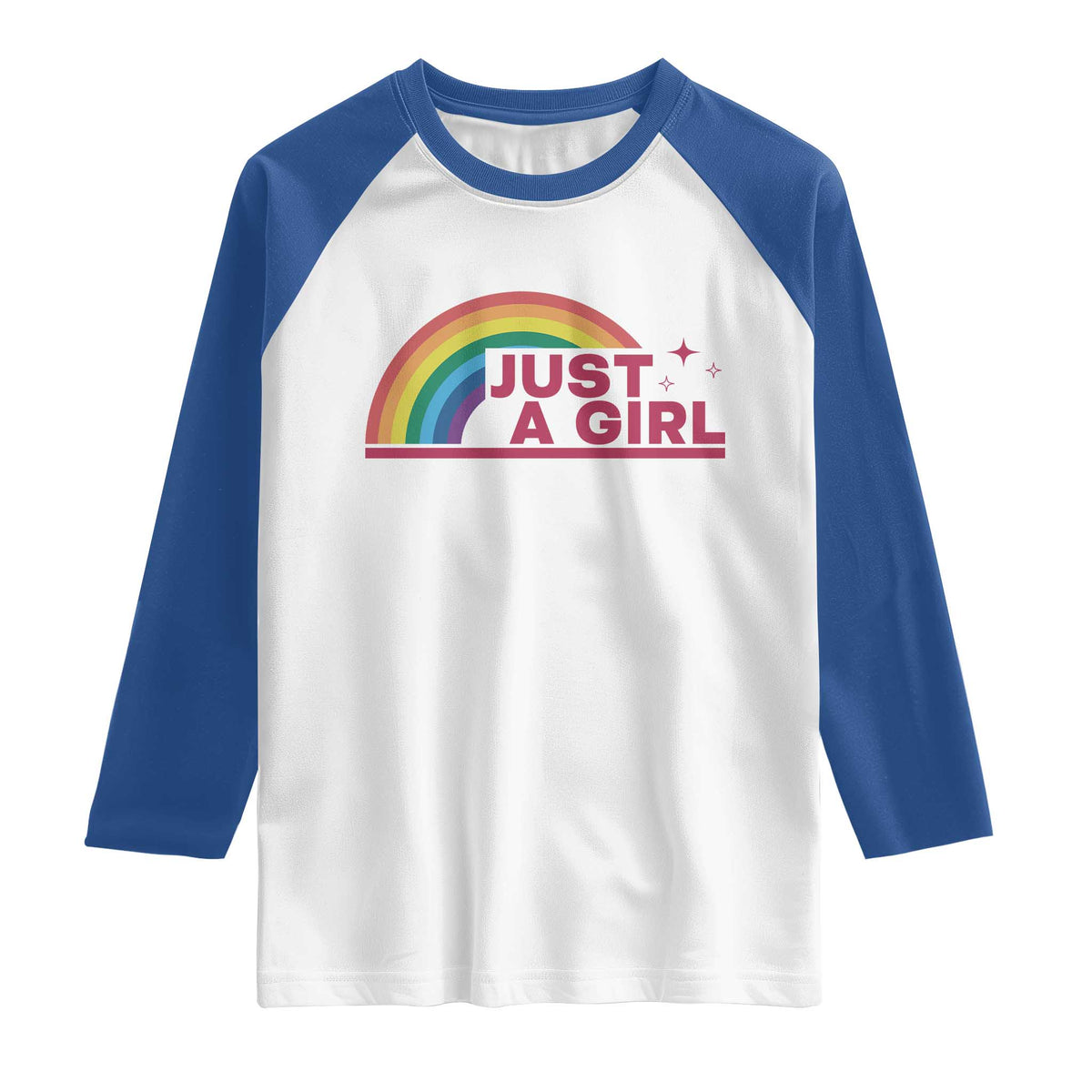 Just A Girl LGBTQ Pride Month Raglan Shirt TS14 White Royal Print Your Wear