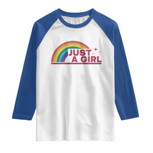 Just A Girl LGBTQ Pride Month Raglan Shirt TS14 White Royal Print Your Wear