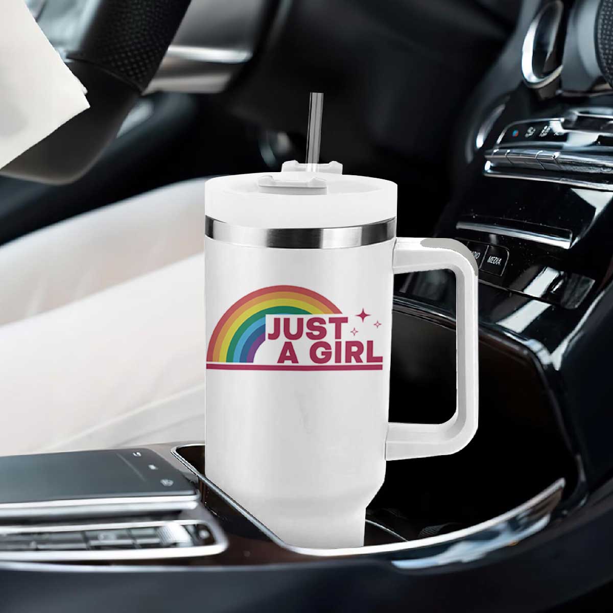 Just A Girl LGBTQ Pride Month Tumbler With Handle TS14 Print Your Wear
