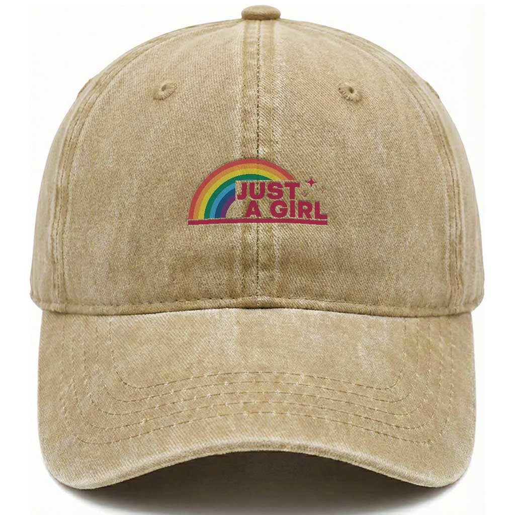 Just A Girl LGBTQ Pride Month Washed Cotton Baseball Cap TS14 Print Your Wear