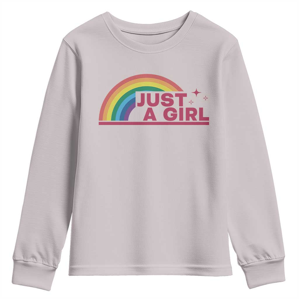 Just A Girl LGBTQ Pride Month Youth Sweatshirt TS14 Ice Gray Print Your Wear