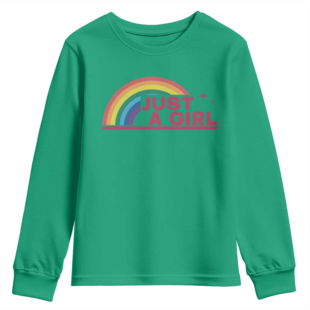 Just A Girl LGBTQ Pride Month Youth Sweatshirt TS14 Irish Green Print Your Wear