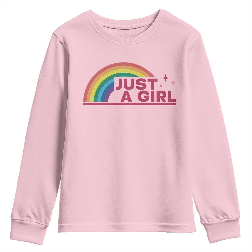 Just A Girl LGBTQ Pride Month Youth Sweatshirt TS14 Light Pink Print Your Wear