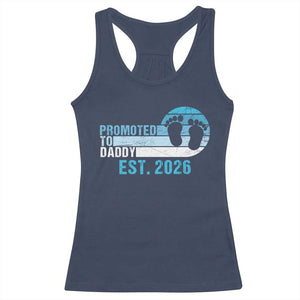 Promoted to Daddy 2026 Racerback Tank Top Funny Pregnancy Reveal TS14 Navy Print Your Wear