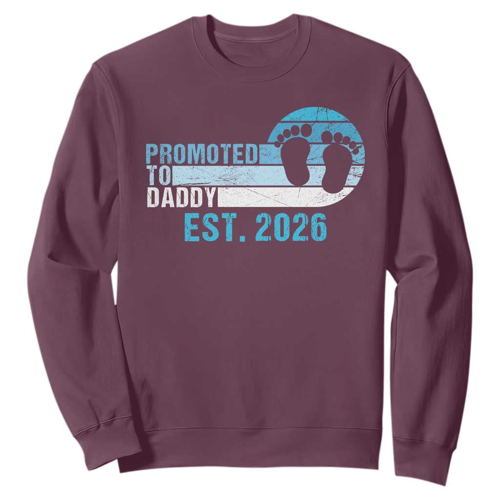 Promoted to Daddy 2026 Sweatshirt Funny Pregnancy Reveal TS14 Maroon Print Your Wear