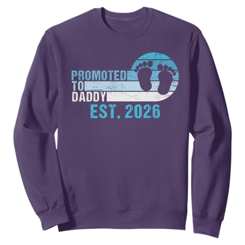 Promoted to Daddy 2026 Sweatshirt Funny Pregnancy Reveal TS14 Purple Print Your Wear