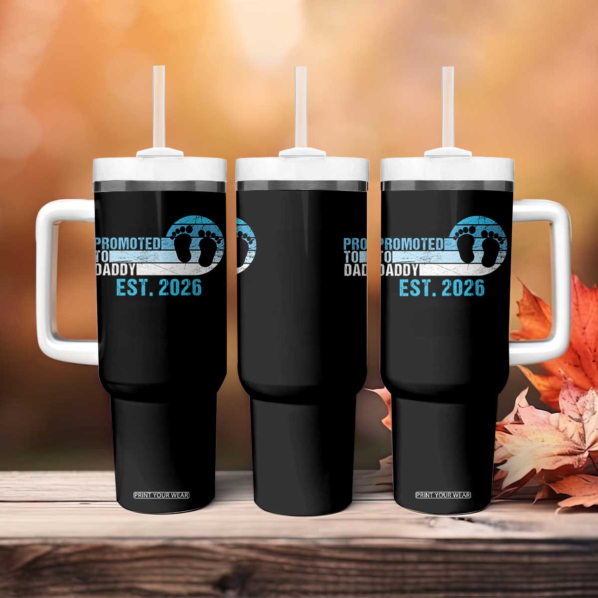 Promoted to Daddy 2026 Tumbler With Handle Funny Pregnancy Reveal TS14 Print Your Wear