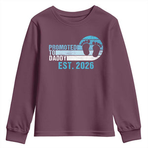 Promoted to Daddy 2026 Youth Sweatshirt Funny Pregnancy Reveal TS14 Maroon Print Your Wear