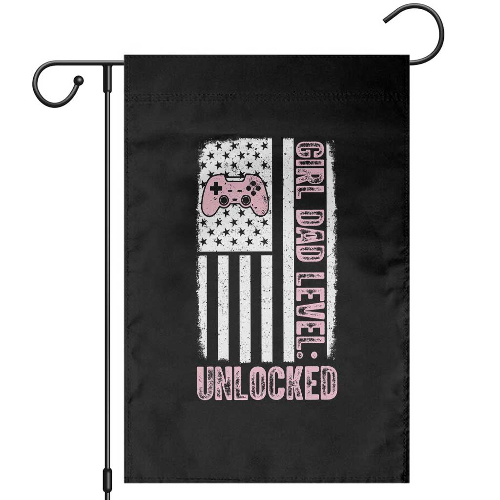 Girl Dad Level Unlocked Garden Flag Funny New Dad TS14 Black Print Your Wear