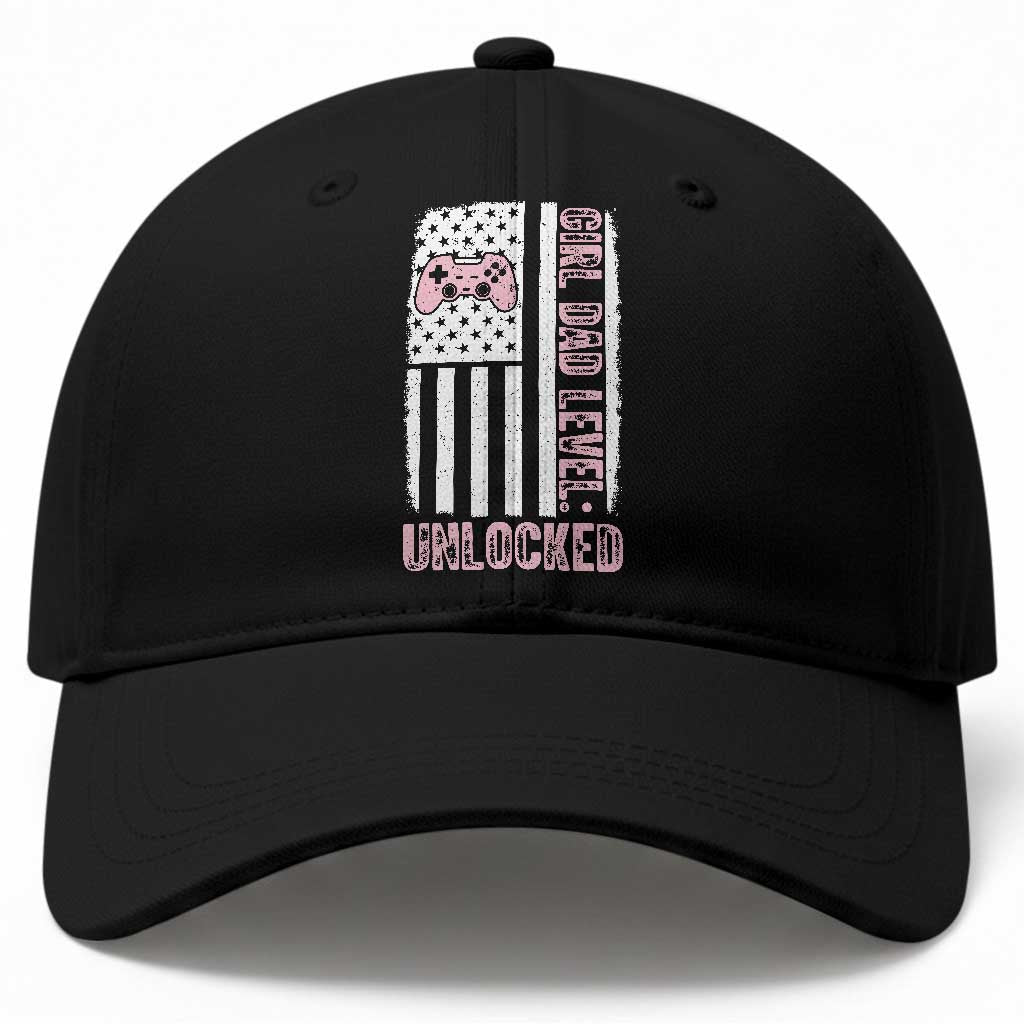 Girl Dad Level Unlocked Baseball Cap Funny New Dad TS14 Print Your Wear
