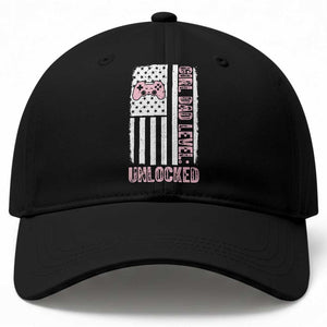 Girl Dad Level Unlocked Baseball Cap Funny New Dad TS14 Print Your Wear