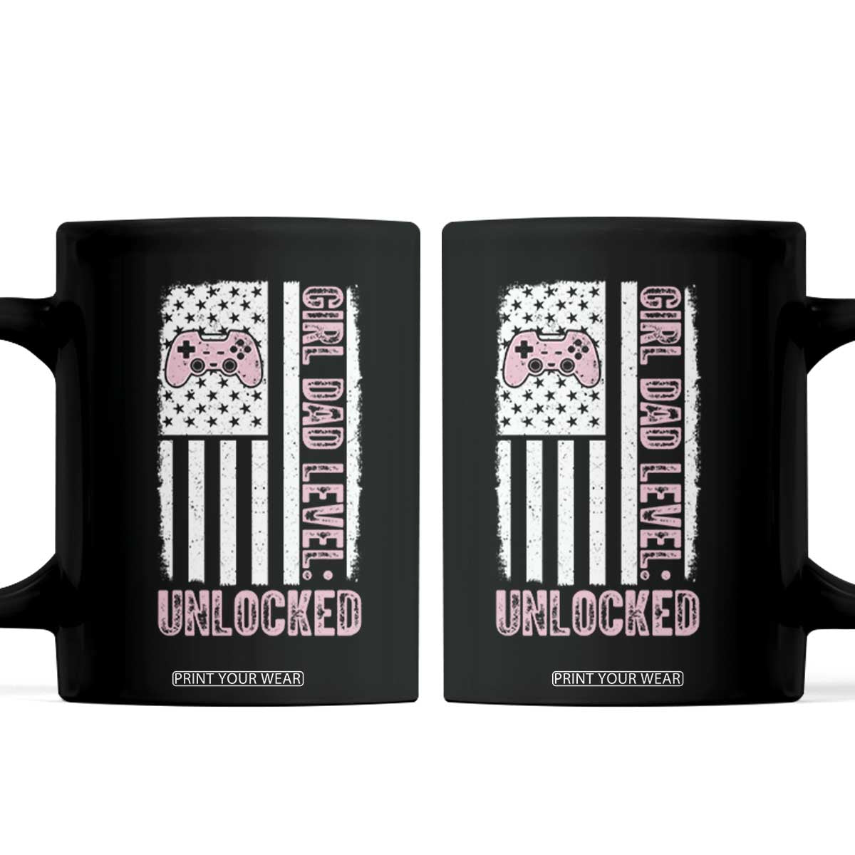 Girl Dad Level Unlocked Coffee Mug Funny New Dad TS14 Black Print Your Wear