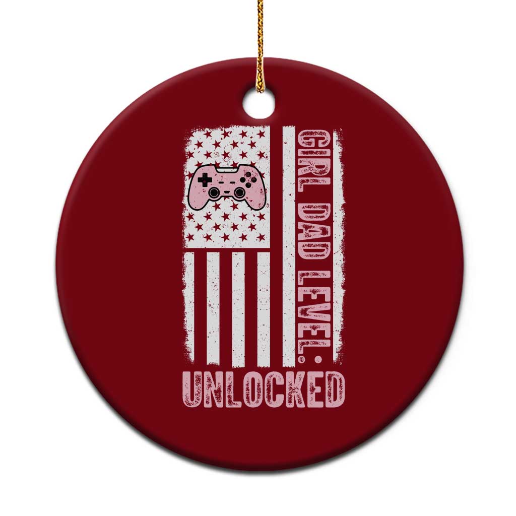 Girl Dad Level Unlocked Ceramic Ornament Funny New Dad TS14 1pc Red Print Your Wear