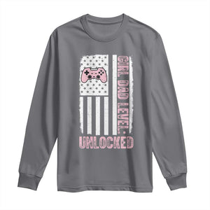 Girl Dad Level Unlocked Long Sleeve Shirt Funny New Dad TS14 Charcoal Print Your Wear