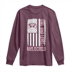 Girl Dad Level Unlocked Long Sleeve Shirt Funny New Dad TS14 Maroon Print Your Wear