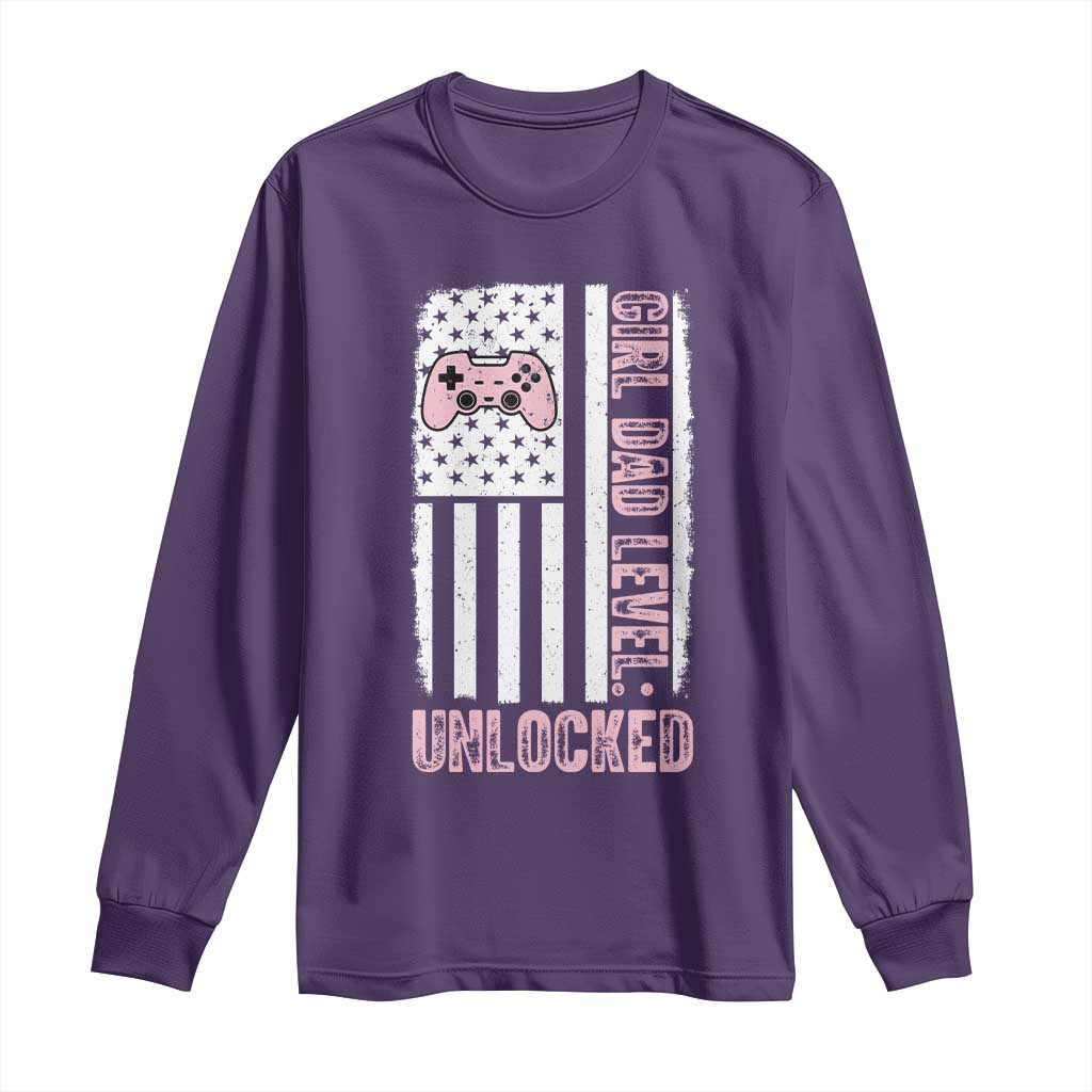 Girl Dad Level Unlocked Long Sleeve Shirt Funny New Dad TS14 Purple Print Your Wear