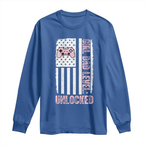 Girl Dad Level Unlocked Long Sleeve Shirt Funny New Dad TS14 Royal Blue Print Your Wear