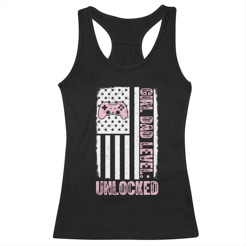 Girl Dad Level Unlocked Racerback Tank Top Funny New Dad TS14 Black Print Your Wear