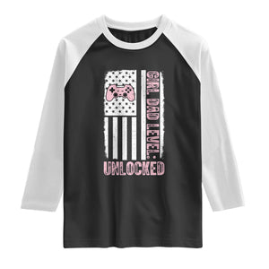 Girl Dad Level Unlocked Raglan Shirt Funny New Dad TS14 Black White Print Your Wear