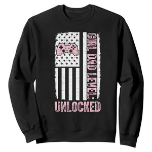 Girl Dad Level Unlocked Sweatshirt Funny New Dad TS14 Black Print Your Wear