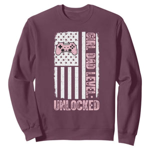 Girl Dad Level Unlocked Sweatshirt Funny New Dad TS14 Maroon Print Your Wear