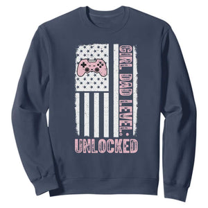 Girl Dad Level Unlocked Sweatshirt Funny New Dad TS14 Navy Print Your Wear