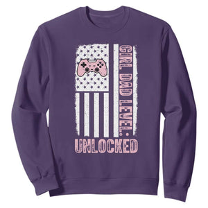 Girl Dad Level Unlocked Sweatshirt Funny New Dad TS14 Purple Print Your Wear