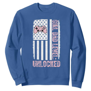 Girl Dad Level Unlocked Sweatshirt Funny New Dad TS14 Royal Blue Print Your Wear