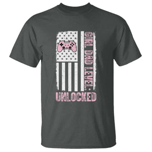 Girl Dad Level Unlocked T Shirt Funny New Dad TS14 Dark Heather Print Your Wear