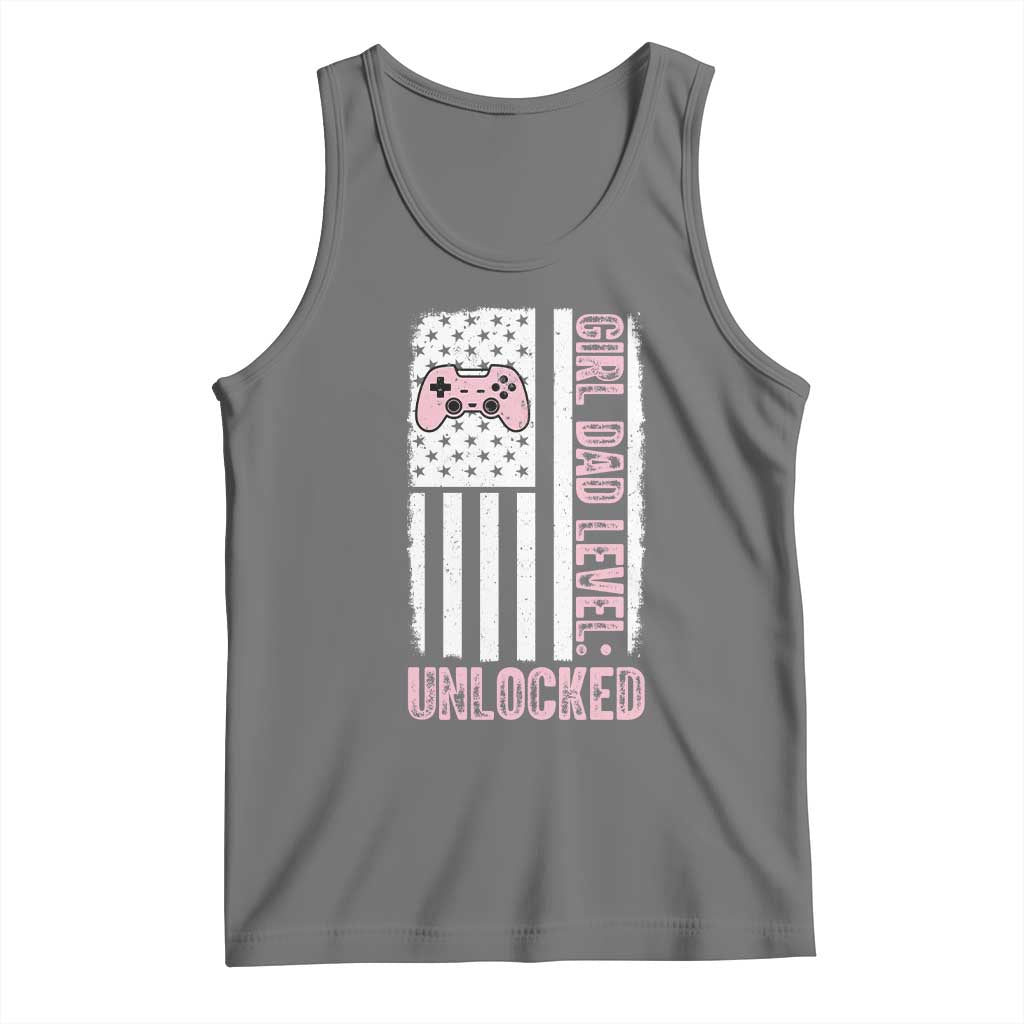 Girl Dad Level Unlocked Tank Top Funny New Dad TS14 Black Heather Print Your Wear