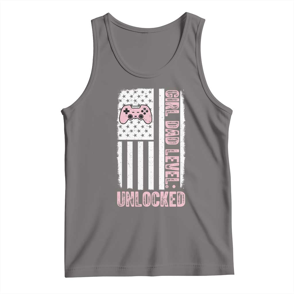 Girl Dad Level Unlocked Tank Top Funny New Dad TS14 Deep Heather Print Your Wear