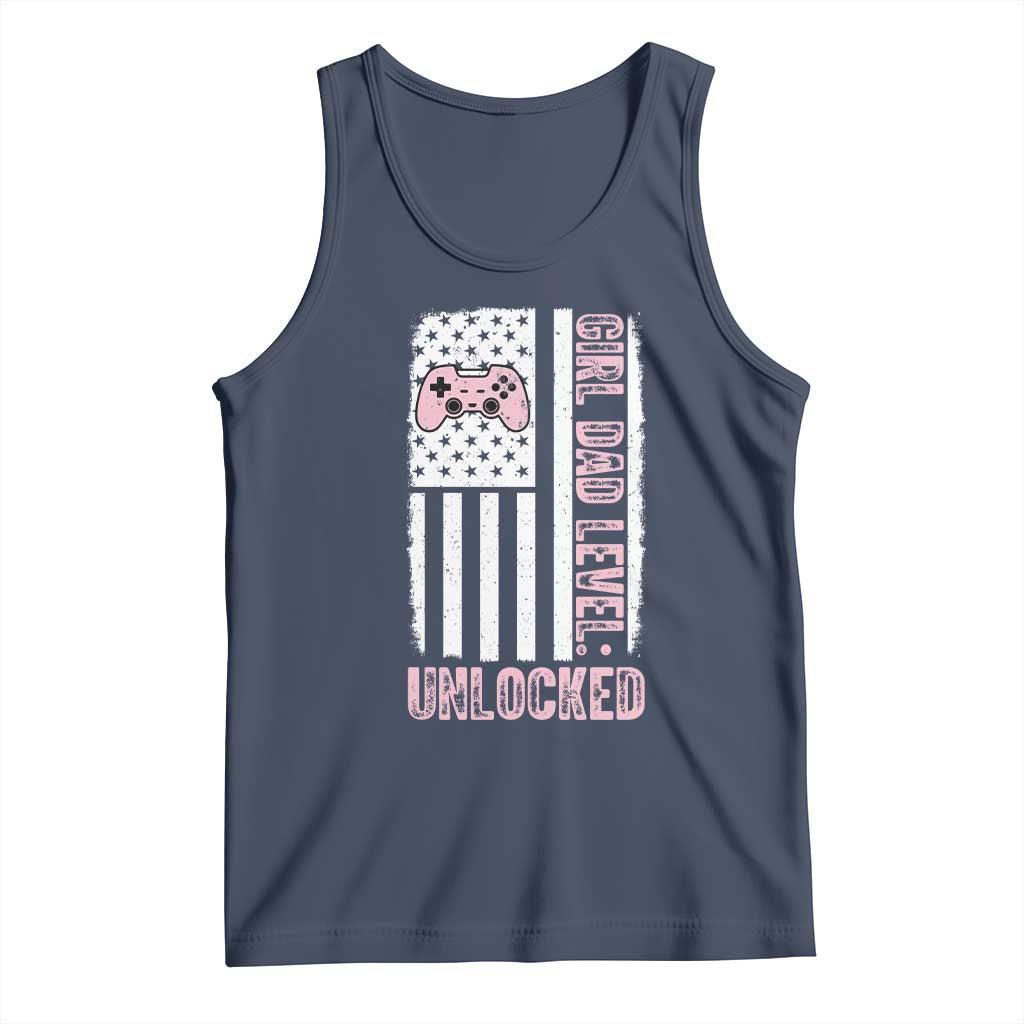 Girl Dad Level Unlocked Tank Top Funny New Dad TS14 Navy Print Your Wear
