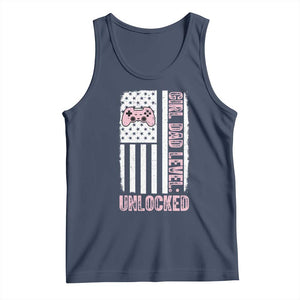 Girl Dad Level Unlocked Tank Top Funny New Dad TS14 Navy Print Your Wear