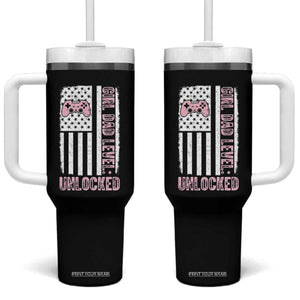 Girl Dad Level Unlocked Tumbler With Handle Funny New Dad TS14 One Size: 40 oz Black Print Your Wear