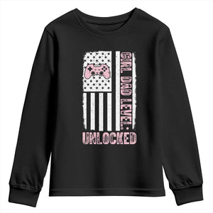 Girl Dad Level Unlocked Youth Sweatshirt Funny New Dad TS14 Black Print Your Wear