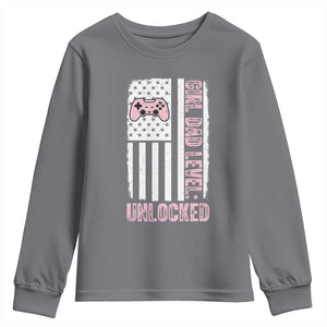 Girl Dad Level Unlocked Youth Sweatshirt Funny New Dad TS14 Charcoal Print Your Wear