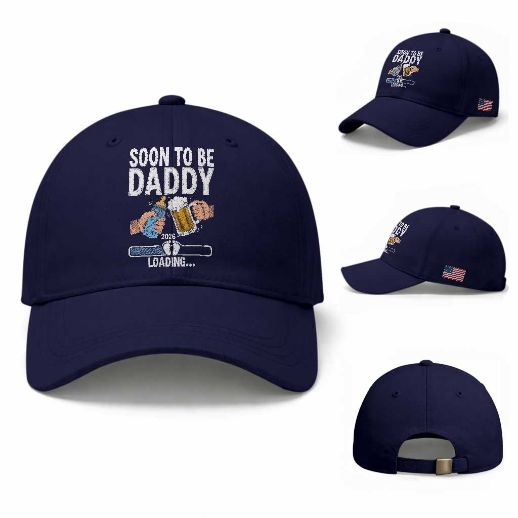 Dad to Be 2026 Baseball Cap Promoted To Daddy Beer Lover New Baby Gift TS14 Baseball Cap Universal Fit Dark Blue Print Your Wear