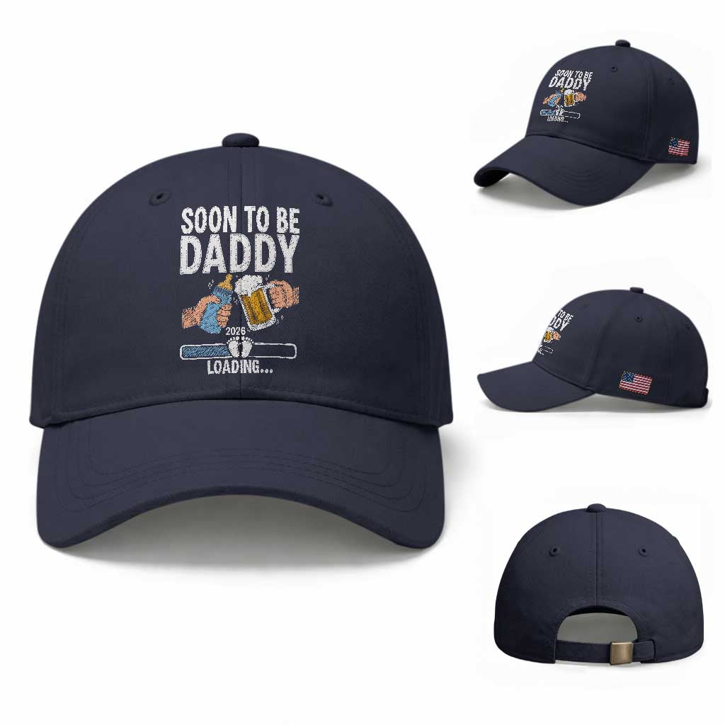 Dad to Be 2026 Baseball Cap Promoted To Daddy Beer Lover New Baby Gift TS14 Baseball Cap Universal Fit Navy Print Your Wear