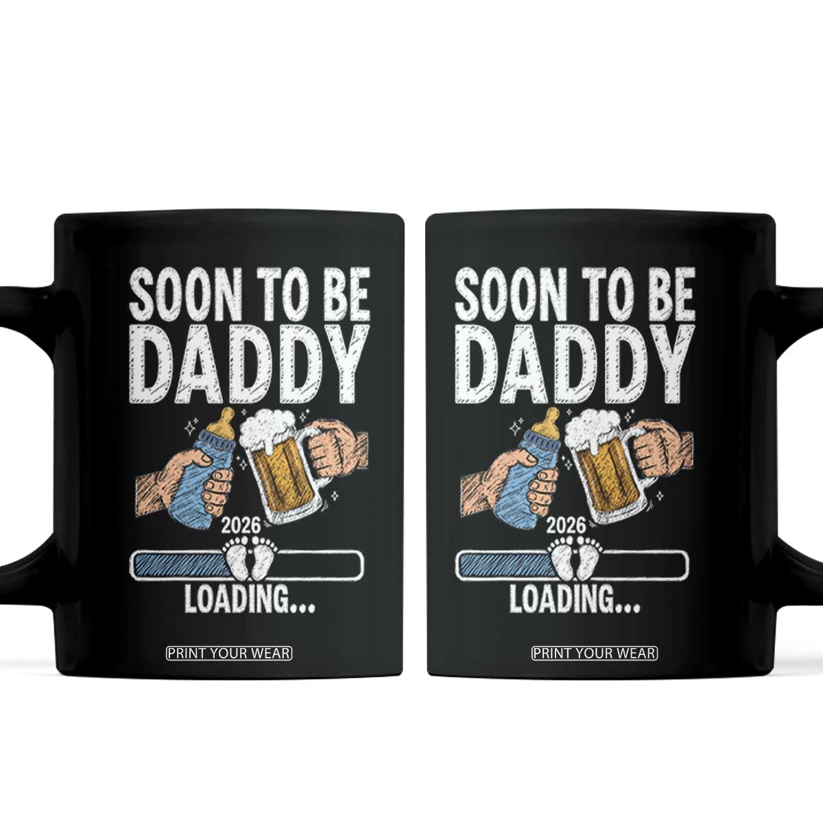 Dad to Be 2026 Coffee Mug Promoted To Daddy Beer Lover New Baby Gift TS14 Black Print Your Wear