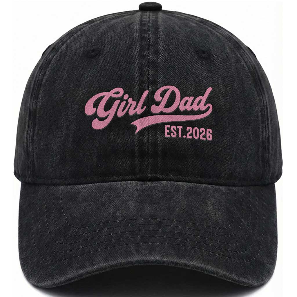 Soon to Be Daddy of Baby Girl 2026 Washed Cotton Baseball Cap Promoted to Daddy New Dad TS14 Print Your Wear