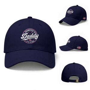 Promoted To Daddy It's A Girl Baseball Cap Funny Pregnancy Reveal TS14 Baseball Cap Universal Fit Dark Blue Print Your Wear