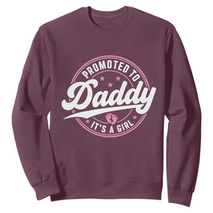 Promoted To Daddy It's A Girl Sweatshirt Funny Pregnancy Reveal TS14 Maroon Print Your Wear