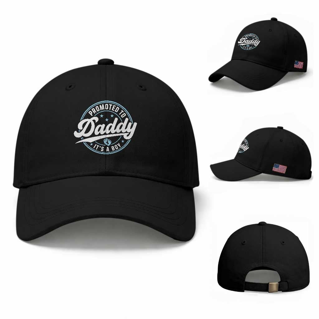 Promoted To Daddy It's A Boy Baseball Cap Funny Pregnancy Reveal TS14 Baseball Cap Universal Fit Black Print Your Wear