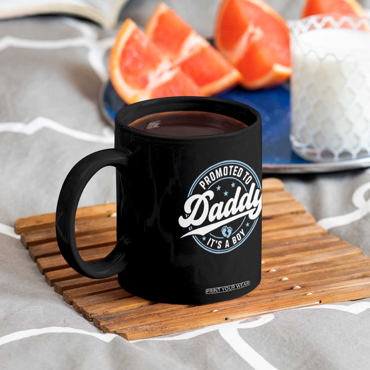 Promoted To Daddy It's A Boy Coffee Mug Funny Pregnancy Reveal TS14 Print Your Wear