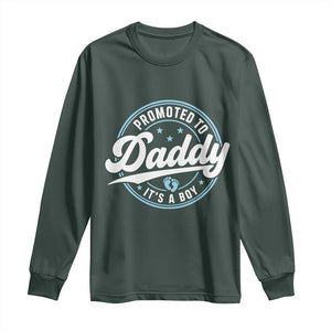 Promoted To Daddy It's A Boy Long Sleeve Shirt Funny Pregnancy Reveal TS14 Dark Forest Green Print Your Wear