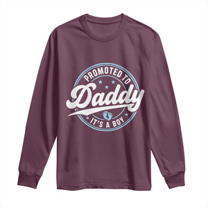 Promoted To Daddy It's A Boy Long Sleeve Shirt Funny Pregnancy Reveal TS14 Maroon Print Your Wear