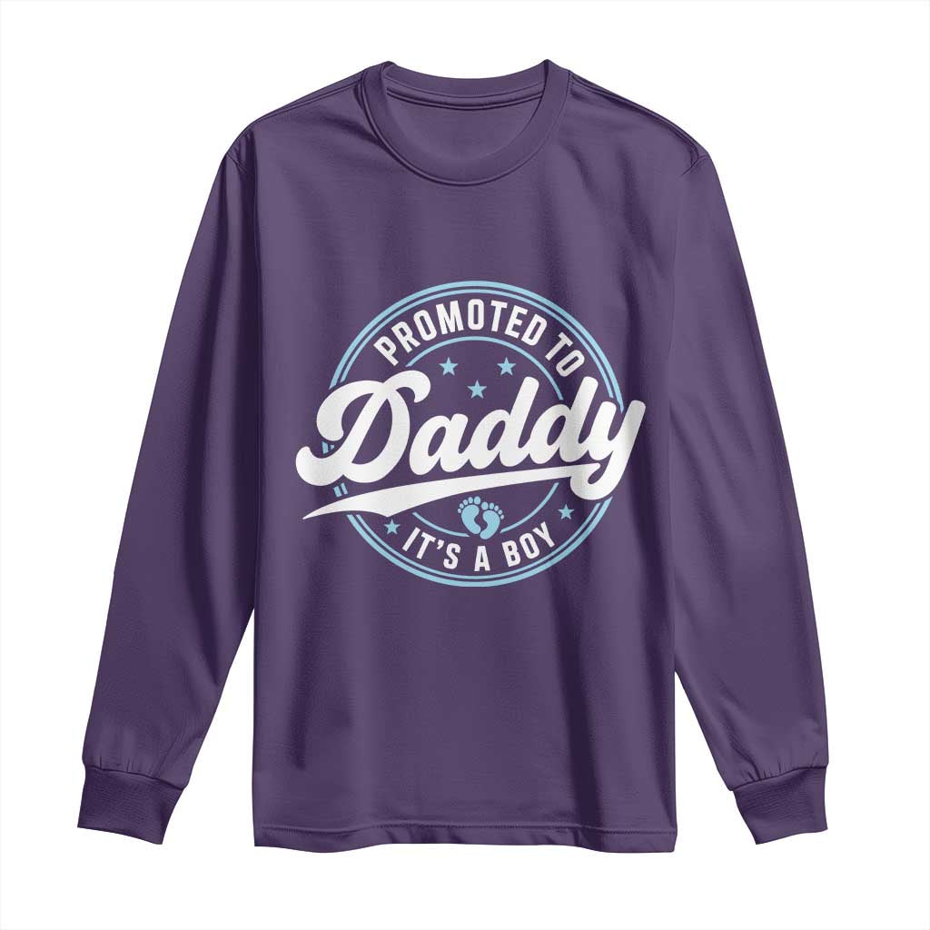 Promoted To Daddy It's A Boy Long Sleeve Shirt Funny Pregnancy Reveal TS14 Purple Print Your Wear
