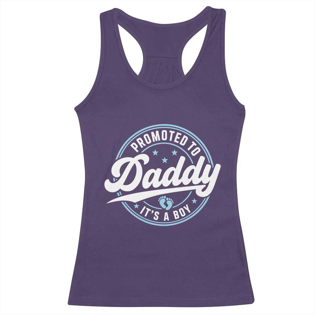 Promoted To Daddy It's A Boy Racerback Tank Top Funny Pregnancy Reveal TS14 Purple Print Your Wear